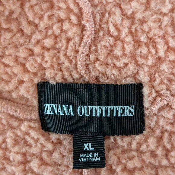 ZENANA OUTFITTERS Peach Pink Sherpa Sleeveless Open Hooded Jacket; Size XL - Picture 3 of 5
